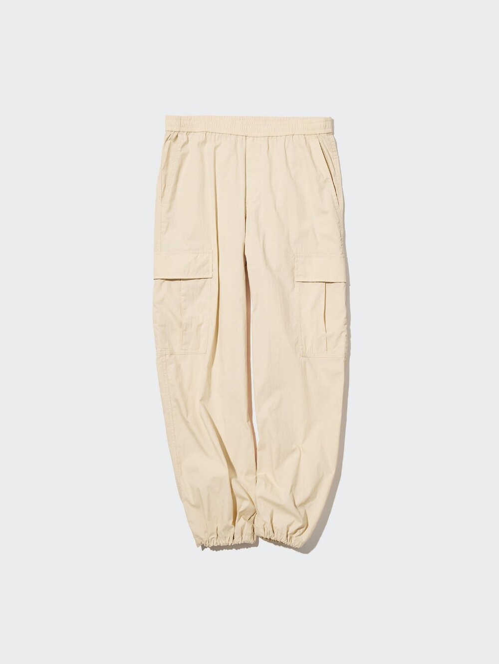UNIQLO Easy Wide Cargo Trousers Lightweight Pants Khaki Cream Tie Waist Small